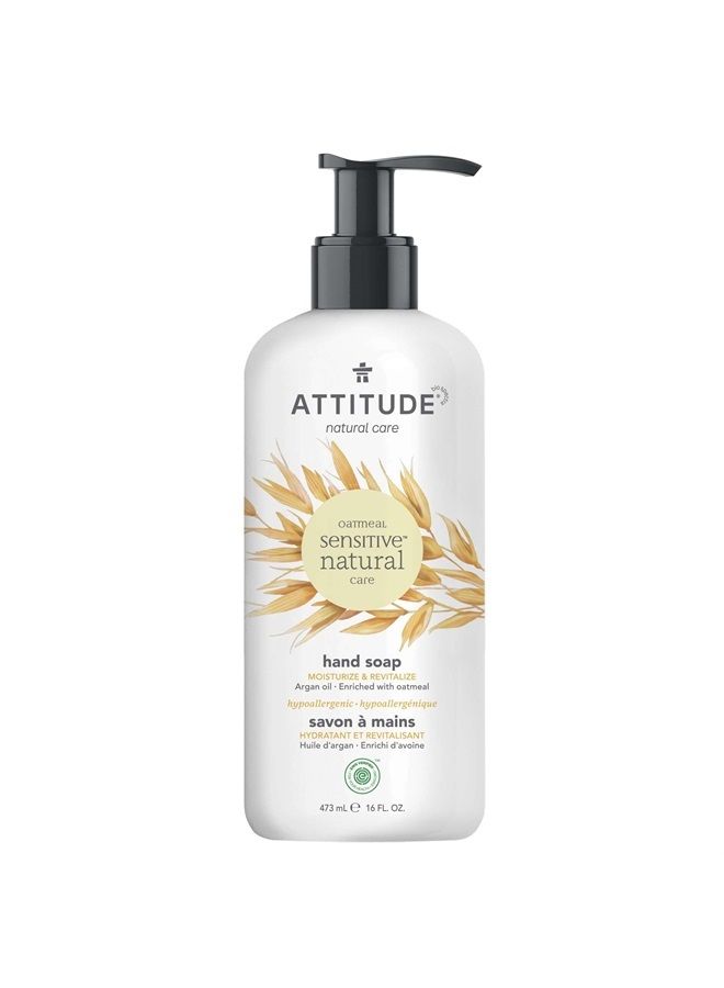 Moisturizing Hand Soap for Sensitive Skin Enriched with Oat and Argan Oil, EWG Verified, Plant and Mineral-Based Ingredients, Vegan & Cruelty-free, 16 Fl Oz