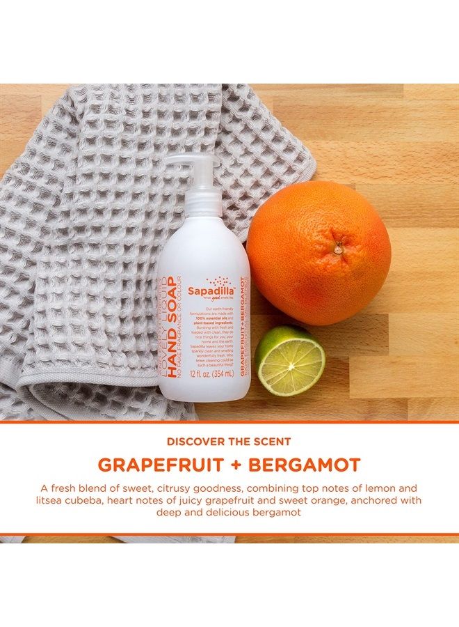 Grapefruit + Bergamot Biodegradable Liquid Hand Soap Pump, 12 Ounce, (Pack of 1)