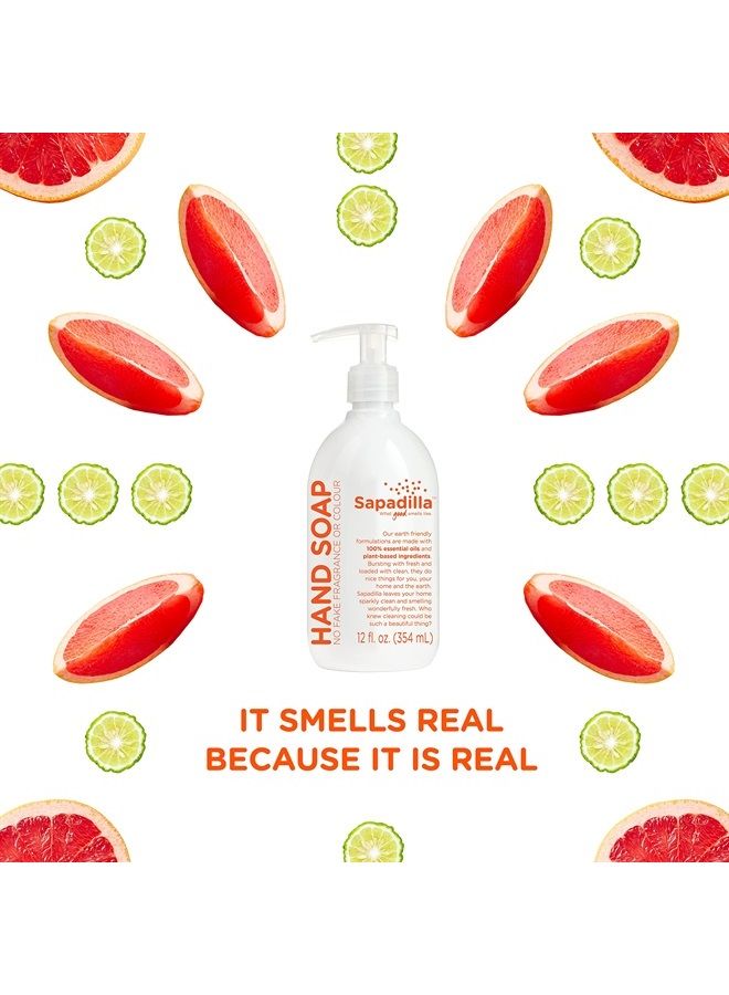 Grapefruit + Bergamot Biodegradable Liquid Hand Soap Pump, 12 Ounce, (Pack of 1)