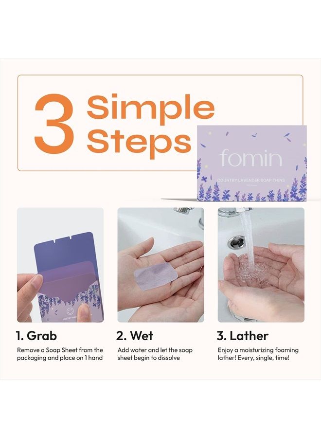 Antibacterial Paper Soap Sheets for Hand Washing - (300 Sheets) Orange, Tea Tree, Lavender Portable Travel Dissolvable Camping Mini Soap, Portable Soap Sheets