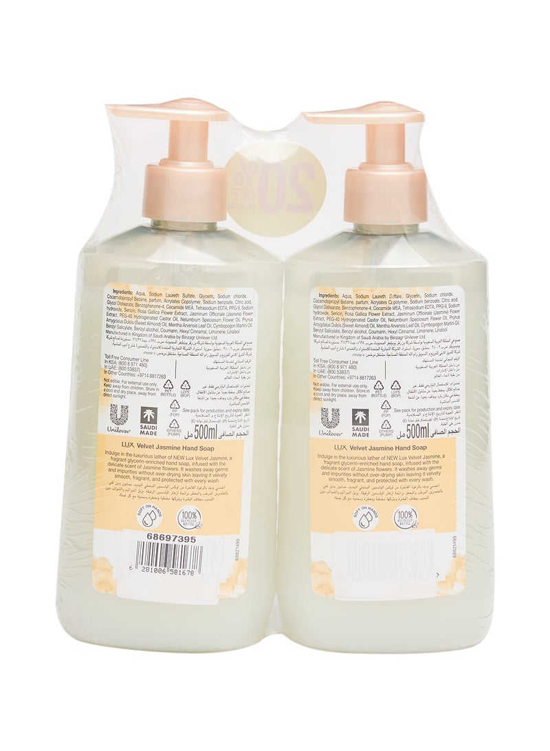 Perfumed Hand Soap Glycerine Enriched Velvet Jasmine 500ml Pack of 2