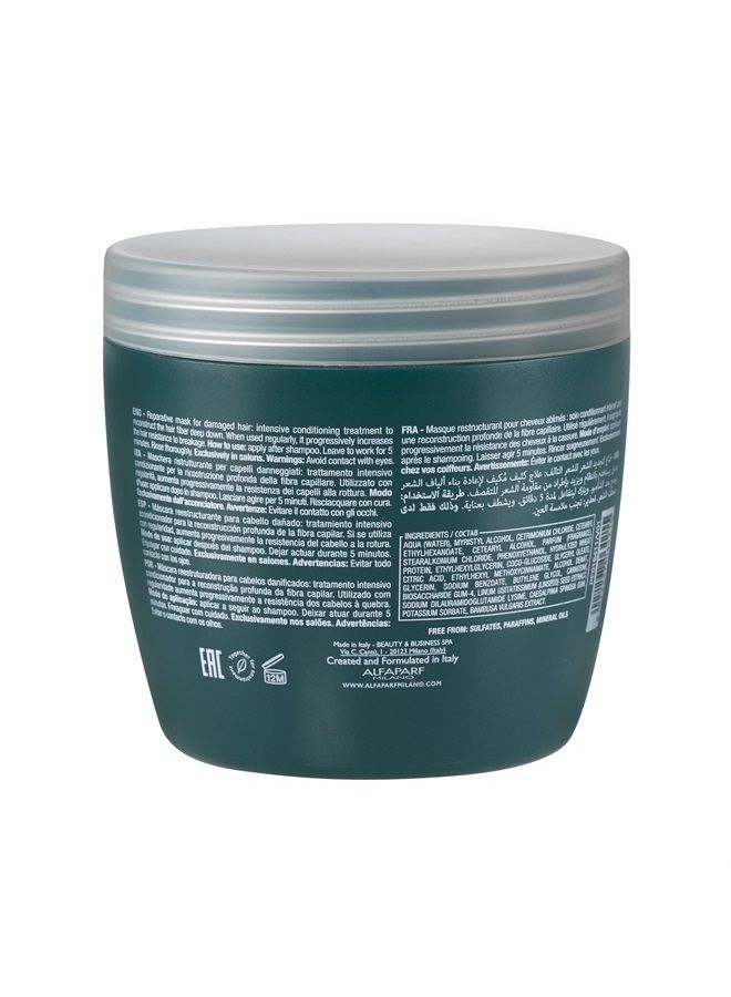 Semi di Lino Reconstruction Reparative Mask for Damaged Hair - Safe on Color Treated Hair - Damaged Hair Repair - Paraben and Paraffin Free - Vegan Formula - 17.2 fl. oz.