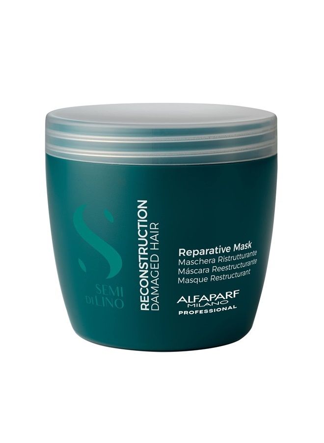 Semi di Lino Reconstruction Reparative Mask for Damaged Hair - Safe on Color Treated Hair - Damaged Hair Repair - Paraben and Paraffin Free - Vegan Formula - 17.2 fl. oz.