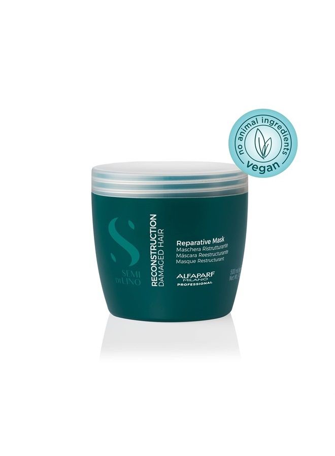 Semi di Lino Reconstruction Reparative Mask for Damaged Hair - Safe on Color Treated Hair - Damaged Hair Repair - Paraben and Paraffin Free - Vegan Formula - 17.2 fl. oz.