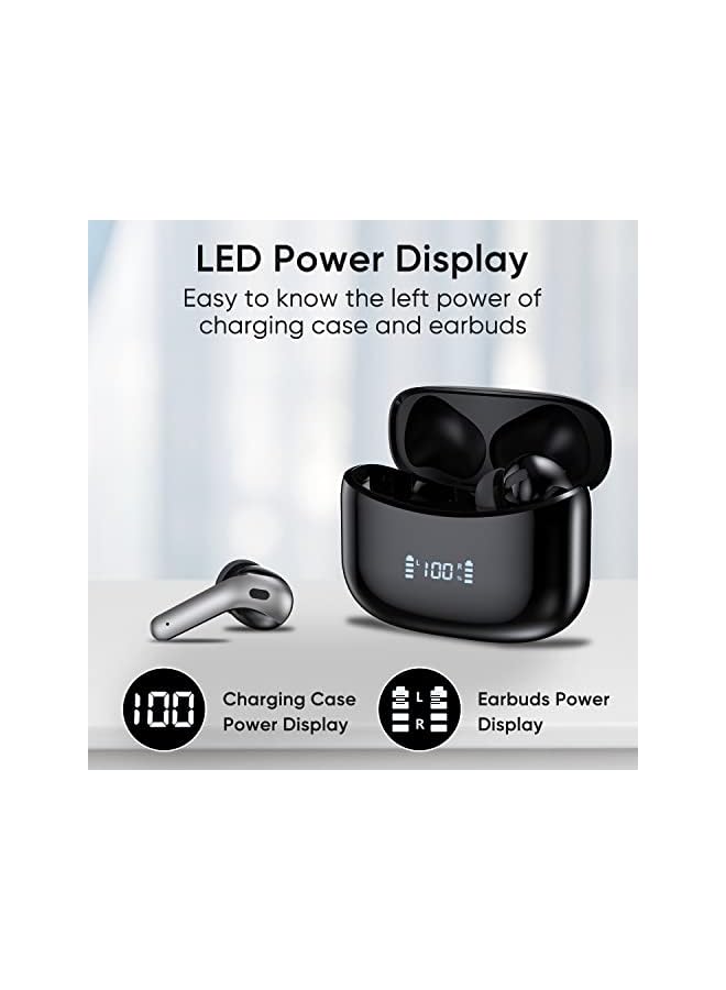 Wireless Earbuds, Bluetooth Earphones 60H Playback, CVC Noise Cancelling with Wireless Charging Case, in-Ear Stereo Wireless Earphones Built-in Mic, LED Display, IPX7 Waterproof Sport Headphones