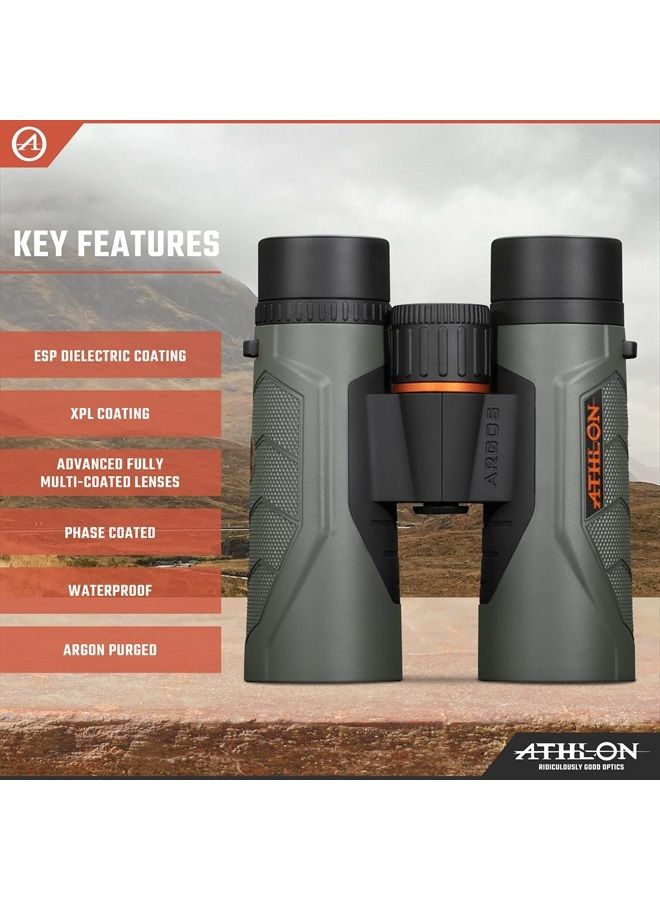 10x42 Argos G2 HD Gray Binoculars with Eye Relief for Adults and Kids, High-Powered Binoculars for Hunting, Birdwatching, and More