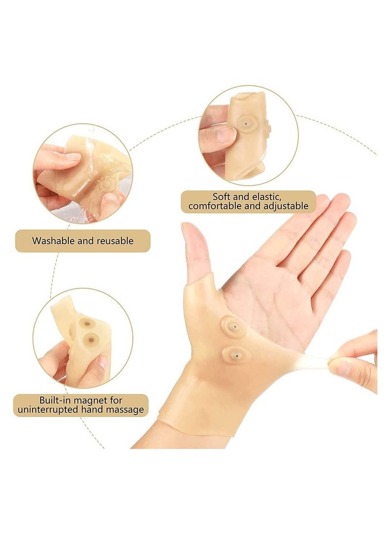 Thumb Braces, 6 Pieces Thumb Spica Splint Gel Wrist Support Braces Waterproof Magnetic Wrist Brace Arthritis Thumb Silicone Glove Protector Elastic Wrist Sleeves