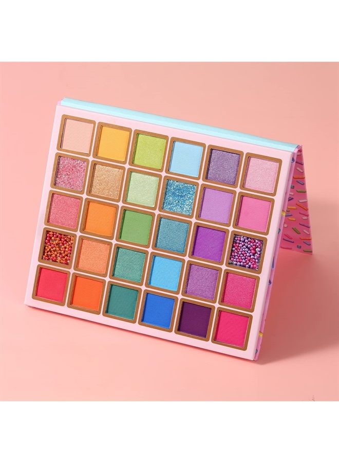30 Colors Makeup Eyeshadow Palette for Beauty & Matte Metallic Shimmer Pearl Glitter Eye Shadow Pallet & Rainbow Colorful Eye Makeup for Girls & Highly Pigment Eyeshadow Cosmetics