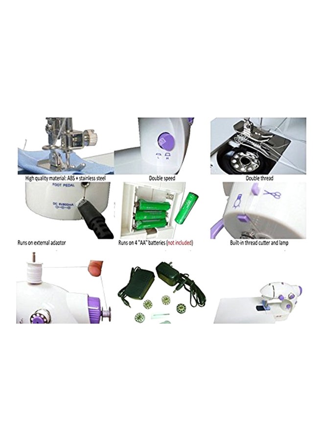 Portable Stainless Steel Sewing Machine SM-202A White/Purple