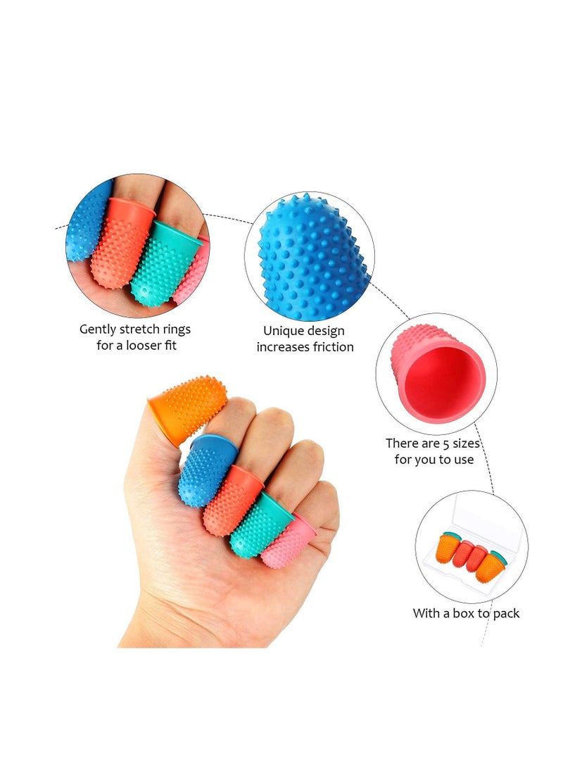 10 Pieces Rubber Finger Tips Finger Pads Grips Thick Reusable Finger Protector Fingertip Grips with a Box for Money Counting Collating Writing Sorting Task Hot Glue Sport Games