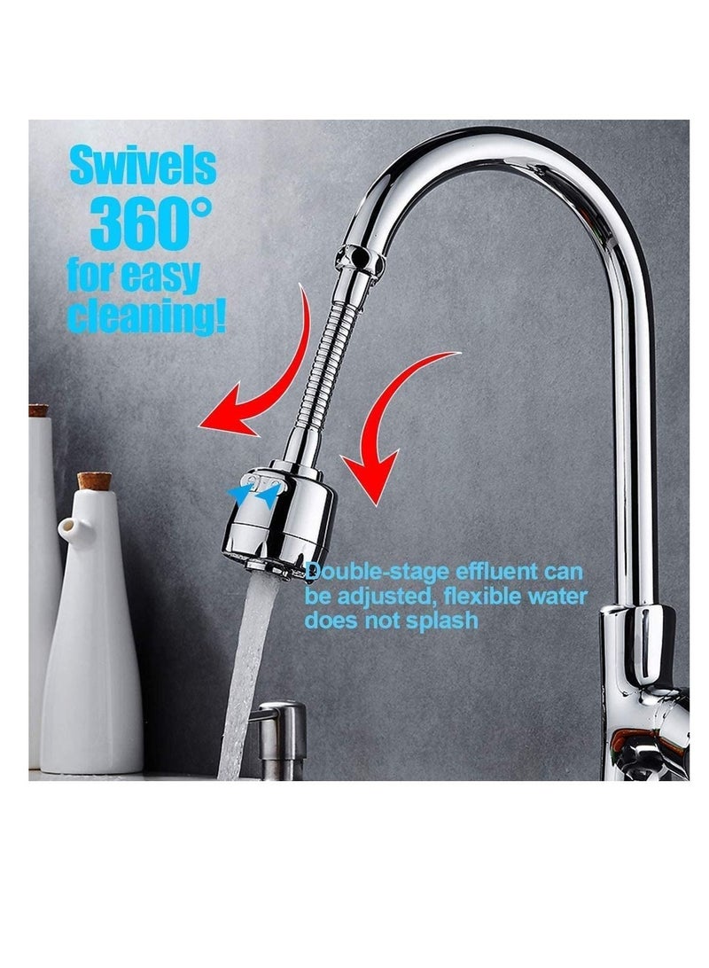 Kitchen Tap Spray Head Faucet Aerator Adapter-360° Swivel Faucet ABS Anti-Splash Faucet Sprayer Head Replacement-Flexible Faucet Sprayer Sink Nozzle Attachment with 2 Modes for Bathroom
