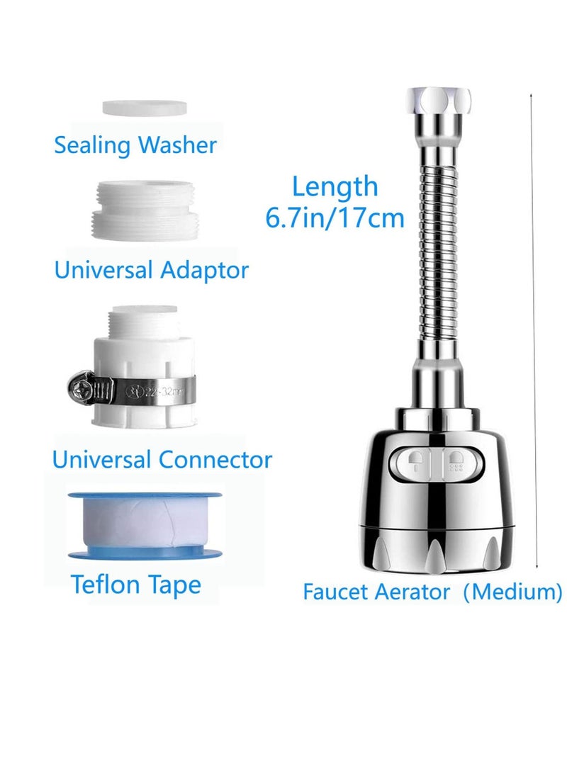 Kitchen Tap Spray Head Faucet Aerator Adapter-360° Swivel Faucet ABS Anti-Splash Faucet Sprayer Head Replacement-Flexible Faucet Sprayer Sink Nozzle Attachment with 2 Modes for Bathroom