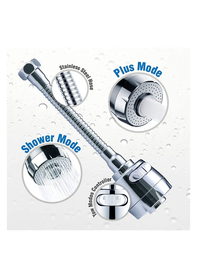 Kitchen Tap Spray Head Faucet Aerator Adapter-360° Swivel Faucet ABS Anti-Splash Faucet Sprayer Head Replacement-Flexible Faucet Sprayer Sink Nozzle Attachment with 2 Modes for Bathroom