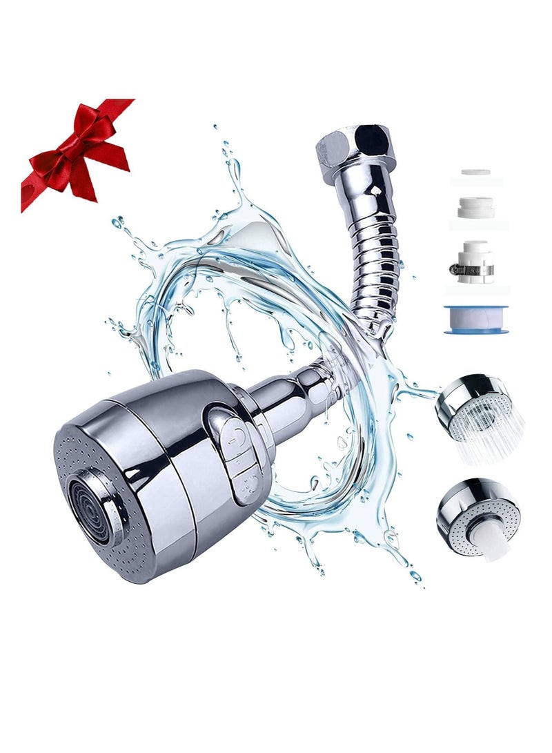Kitchen Tap Spray Head Faucet Aerator Adapter-360° Swivel Faucet ABS Anti-Splash Faucet Sprayer Head Replacement-Flexible Faucet Sprayer Sink Nozzle Attachment with 2 Modes for Bathroom