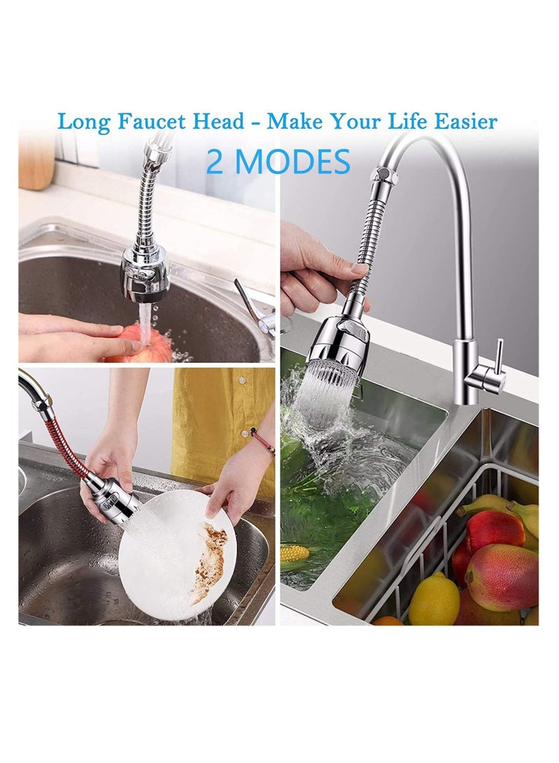 Kitchen Tap Spray Head Faucet Aerator Adapter-360° Swivel Faucet ABS Anti-Splash Faucet Sprayer Head Replacement-Flexible Faucet Sprayer Sink Nozzle Attachment with 2 Modes for Bathroom