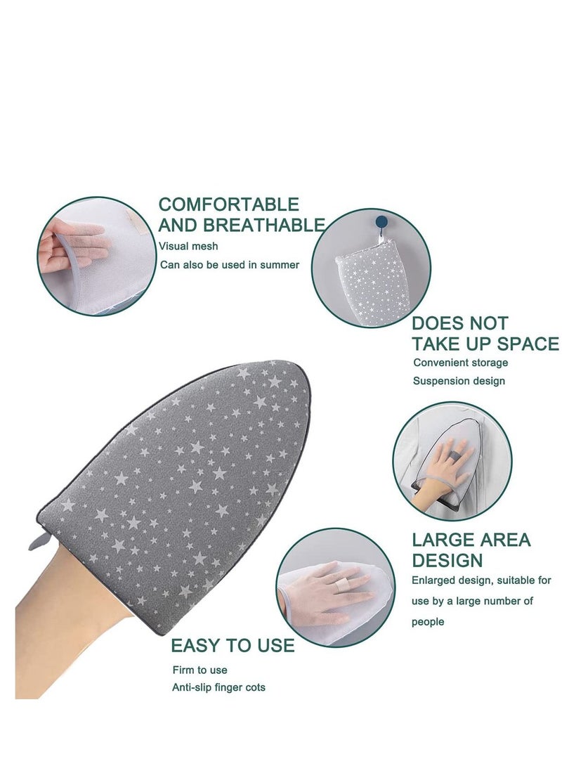 Garment Steamer Ironing Glove Waterproof Heat Resistant Anti Steam Mitt with Finger Loop Complete Care Protective Garment Steaming Mitt Accessories for Clothes (Grey stars)