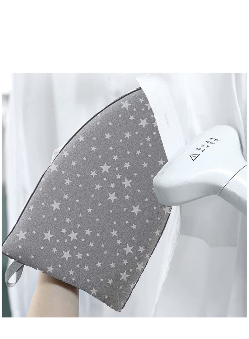 Garment Steamer Ironing Glove Waterproof Heat Resistant Anti Steam Mitt with Finger Loop Complete Care Protective Garment Steaming Mitt Accessories for Clothes (Grey stars)