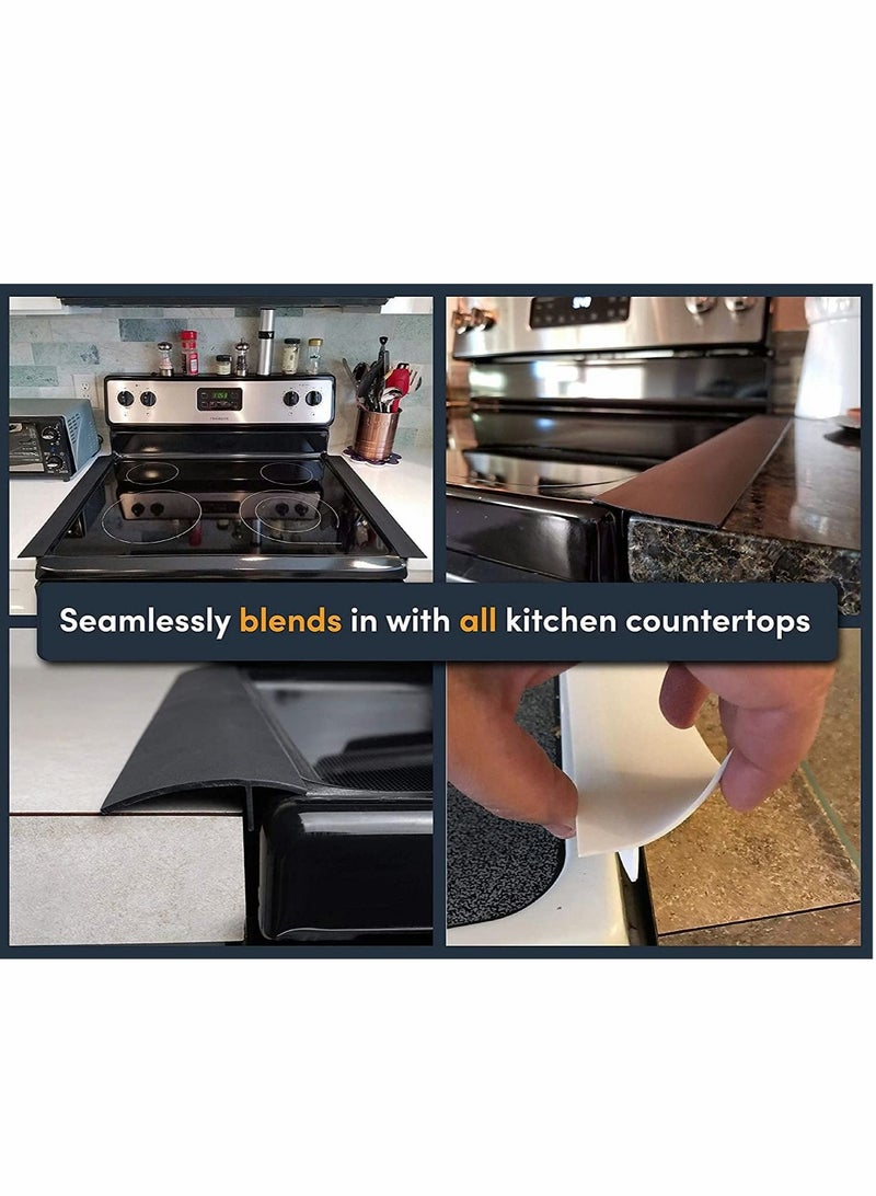 Silicone Stove Gap Covers (2 Pack), Heat Resistant Oven Gap Filler Seals Gaps Between Stovetop and Counter, Easy to Clean (25”)