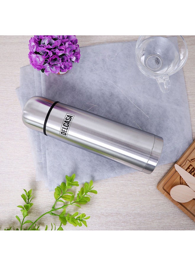 Stainless Steel Vacuum Water Bottle Silver/Black 1Liters