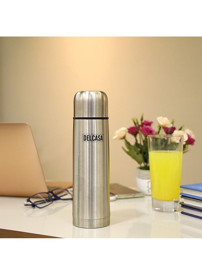 Stainless Steel Vacuum Water Bottle Silver/Black 1Liters