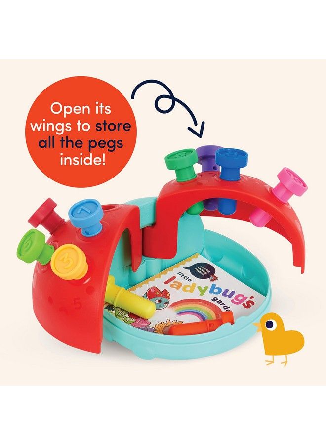 Education Fine Motor Peg Toy With Playbook For Toddlers Kids Montessori Toy With Pegs Educational & Developmental Toy Learning Ladybug 18 Months +