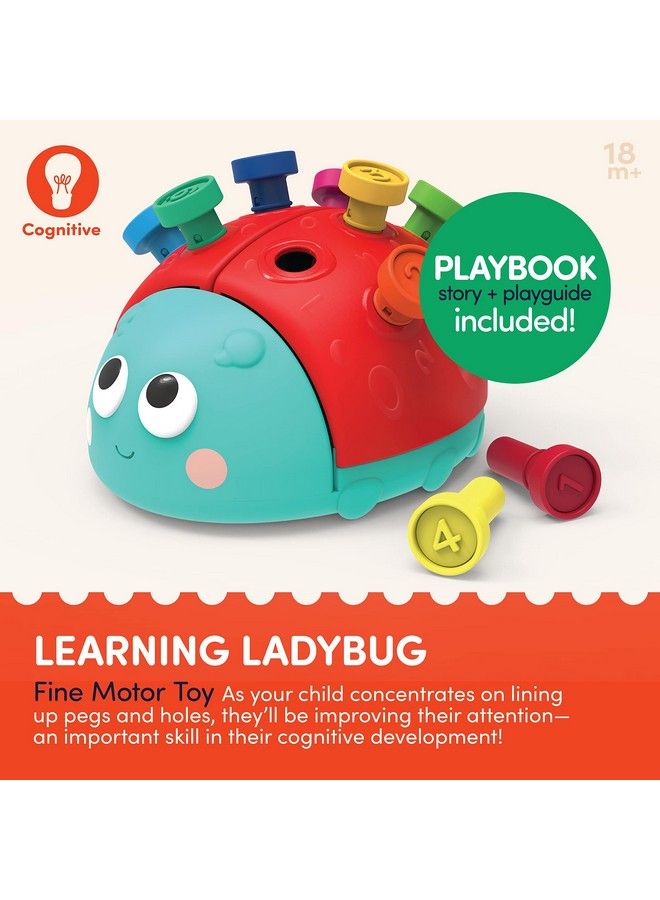 Education Fine Motor Peg Toy With Playbook For Toddlers Kids Montessori Toy With Pegs Educational & Developmental Toy Learning Ladybug 18 Months +