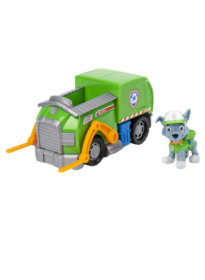 Paw Patrol Rocky Figure With Recycle Truck Vehicle Playset