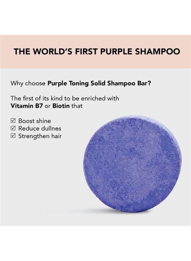 Purple Shampoo Bar for Blonde Hair - Toning Purple Shampoo Bars with Biotin for Strengthening Hair & Neutralizing Brassy Tones | Vegan Solid Shampoo Bar for Hair Shine | Zero Waste, 3.2 oz