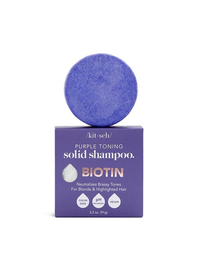 Purple Shampoo Bar for Blonde Hair - Toning Purple Shampoo Bars with Biotin for Strengthening Hair & Neutralizing Brassy Tones | Vegan Solid Shampoo Bar for Hair Shine | Zero Waste, 3.2 oz