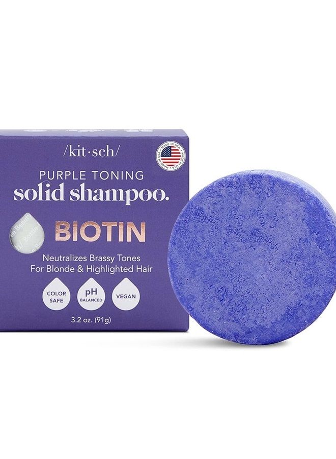 Purple Shampoo Bar for Blonde Hair - Toning Purple Shampoo Bars with Biotin for Strengthening Hair & Neutralizing Brassy Tones | Vegan Solid Shampoo Bar for Hair Shine | Zero Waste, 3.2 oz