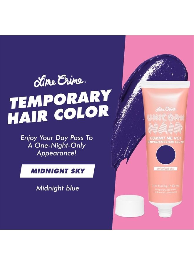 Temporary Hair Color, Midnight Sky - Damage-Free Semi-Permanent Hair Color Conditions & Moisturizes - Temporary Hair Tint Kit Has A Sugary Citrus Vanilla Scent - Vegan & Cruelty-Free