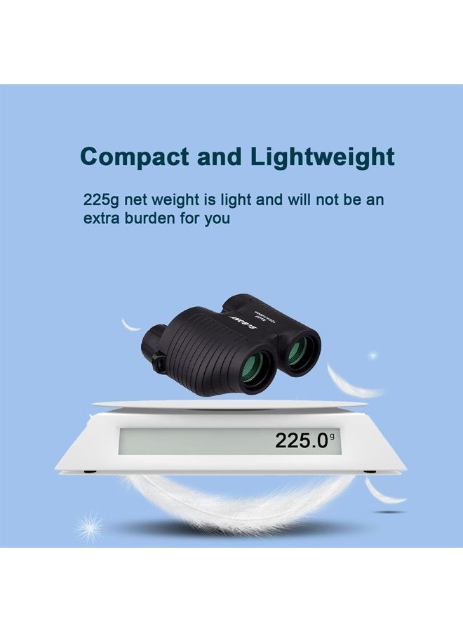 SV10 8x25 Binoculars, Fixed Focus Binoculars, Compact Small Binoculars for Adults Kids, FMC Mini Pocket Binoculars Travel Hiking Scenery Birding Concert Outdoor Training Sports Games Camping