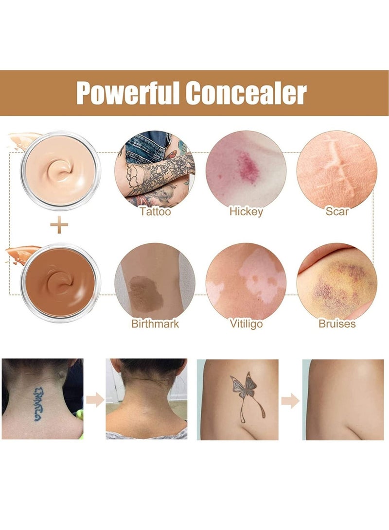 Concealer, Professional Scar Concealer Use on Body, Cover up Makeup Waterproof, Skin Concealer for Legs, Dark Spots, Scars, 2 Colors/Set