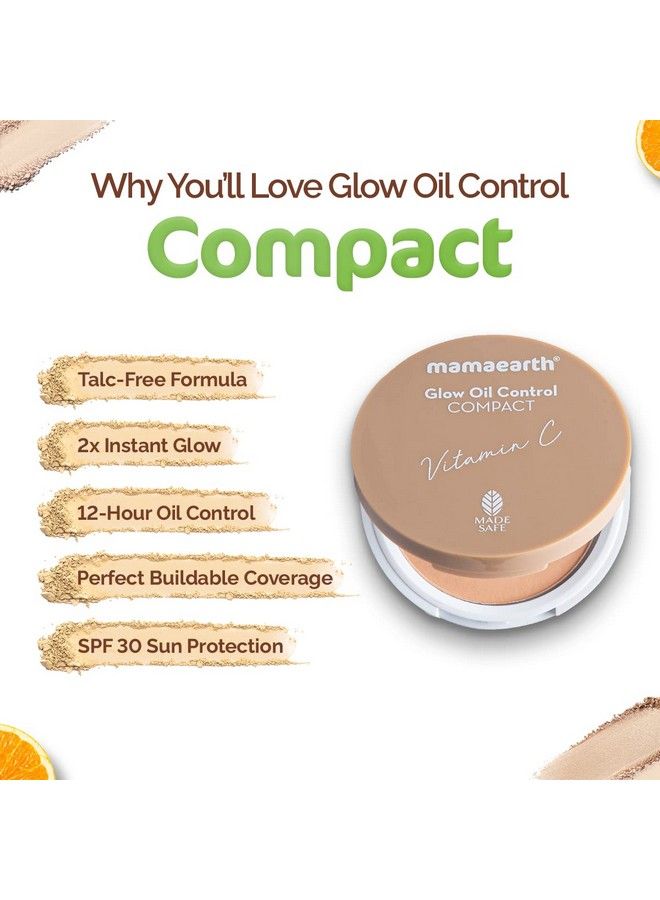 Glow Oil Control Compact Powder Spf 30 With Vitamin C & Turmeric For 2X Instant Glow Radiant Finish 9G (Almond Glow)