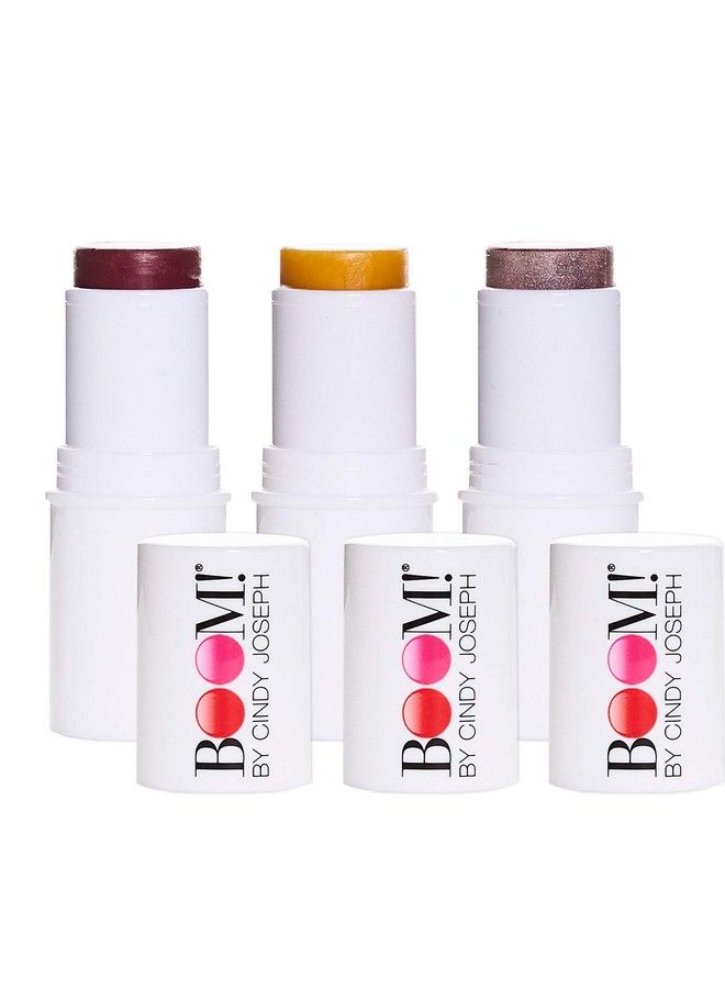 Cosmetics Boomstick Trio 3 Pack Boom Makeup Sticks For Older Women & Mature Skin Blush Stick Highlighter Stick & Moisturizer