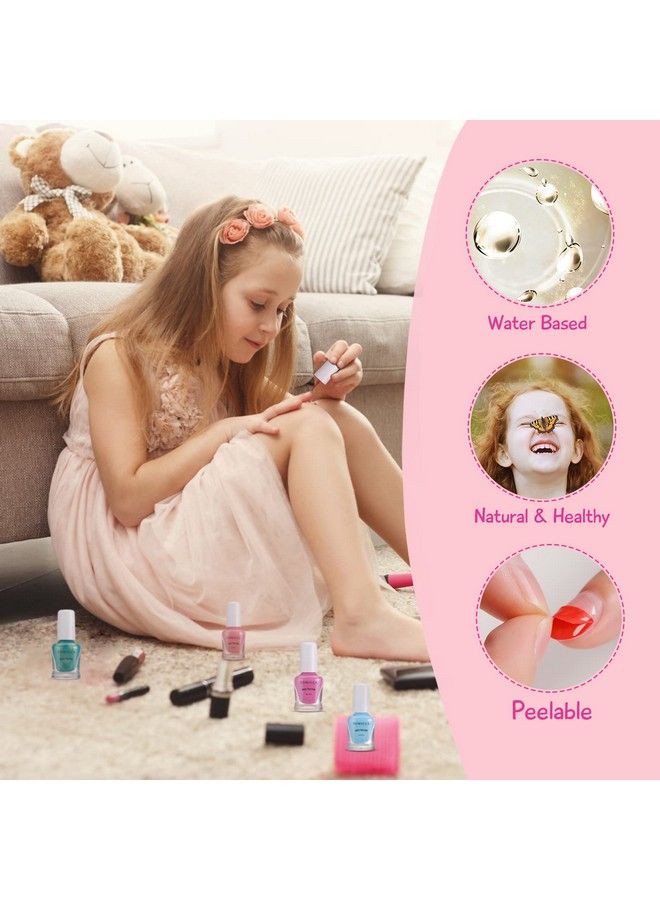 18 Rainbow Colors Kid Nail Polish Set For Girls Natural Safe Non Toxic Odorless Water Based Peel Off Quick Dry Nail Polish Super Sparkly For Party Birthday Gift
