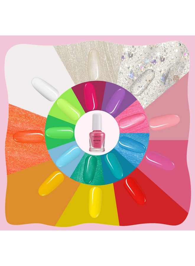 18 Rainbow Colors Kid Nail Polish Set For Girls Natural Safe Non Toxic Odorless Water Based Peel Off Quick Dry Nail Polish Super Sparkly For Party Birthday Gift