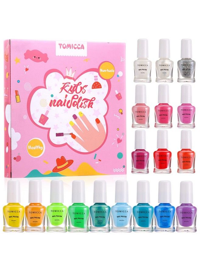18 Rainbow Colors Kid Nail Polish Set For Girls Natural Safe Non Toxic Odorless Water Based Peel Off Quick Dry Nail Polish Super Sparkly For Party Birthday Gift