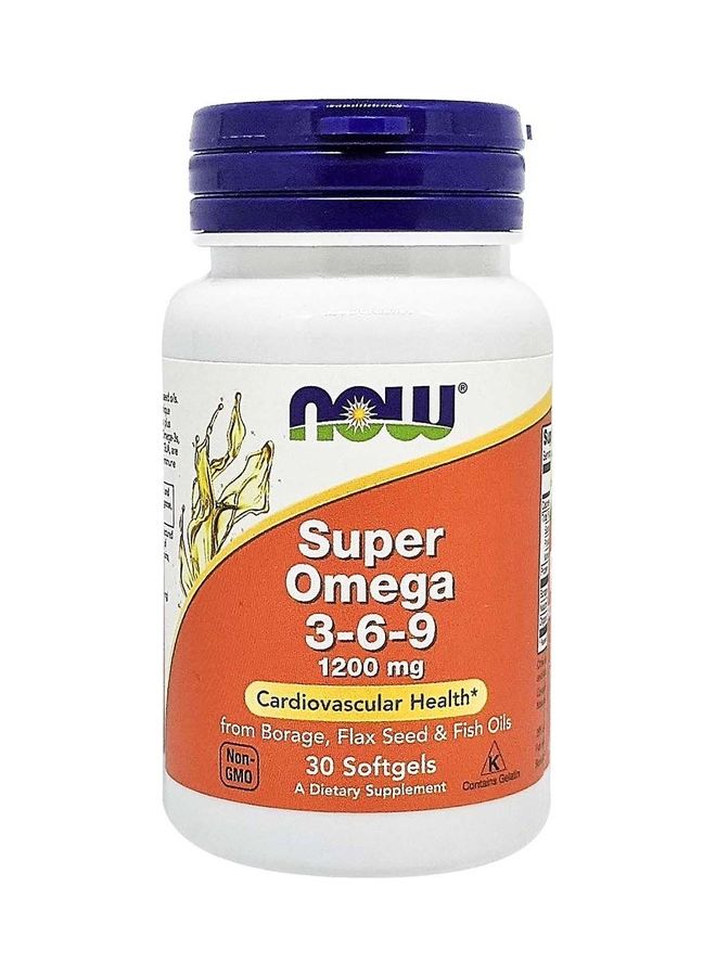 Now Foods Super Omega 3-6-9 1200 Mg  30 Softgels