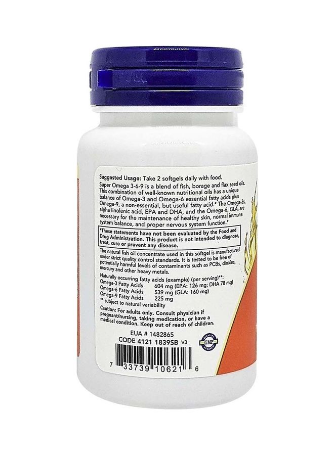 Now Foods Super Omega 3-6-9 1200 Mg  30 Softgels
