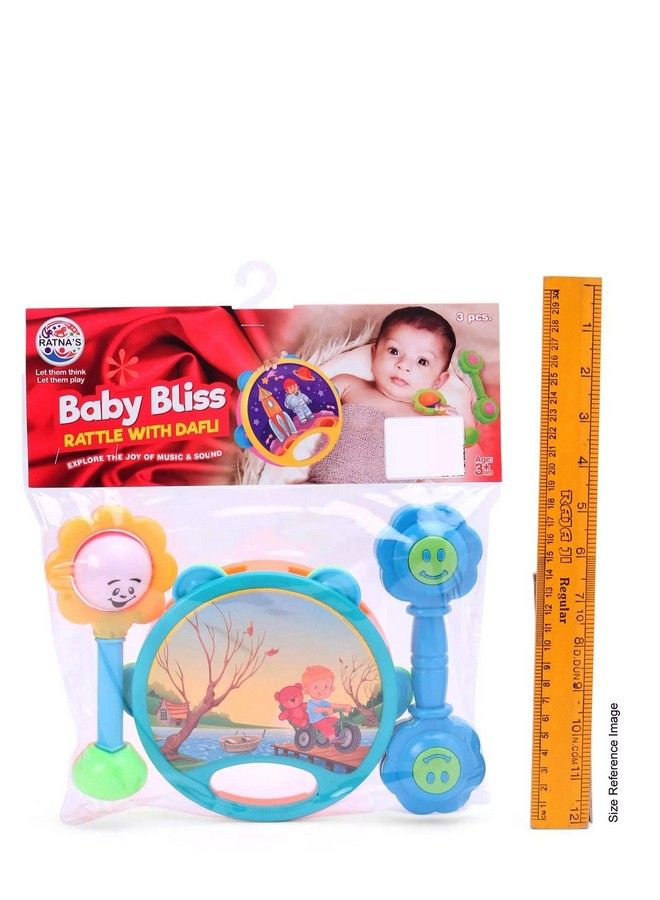 Ratnas Baby Bliss 3 In 1 Rattle Set. Premium Quality Dafli With A Rattle For Infants