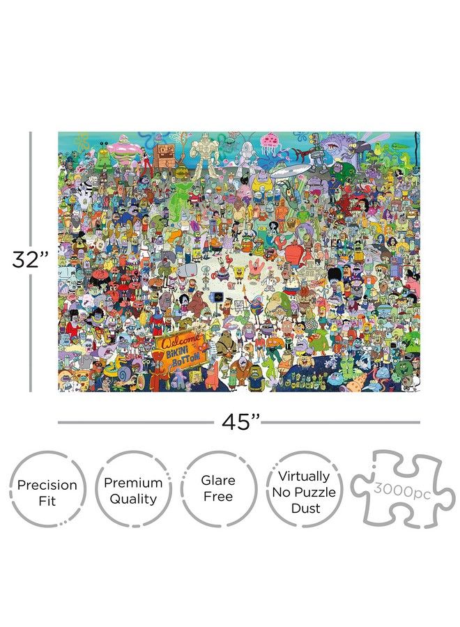Spongebob Squarepants Puzzle (3000 Piece Jigsaw Puzzle) Officially Licensed Spongebob Merchandise & Collectibles Glare Free Precision Fit 32 X 45 Inches