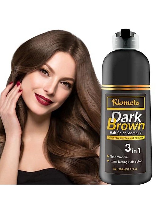 Dark Brown Hair Dye Shampoo 400Ml 100% Grey Coverage In Minutes Ammonia Free Hair Color Shampoo Gray Silver Hair Instant Coloring At Home Gift For Her For Him