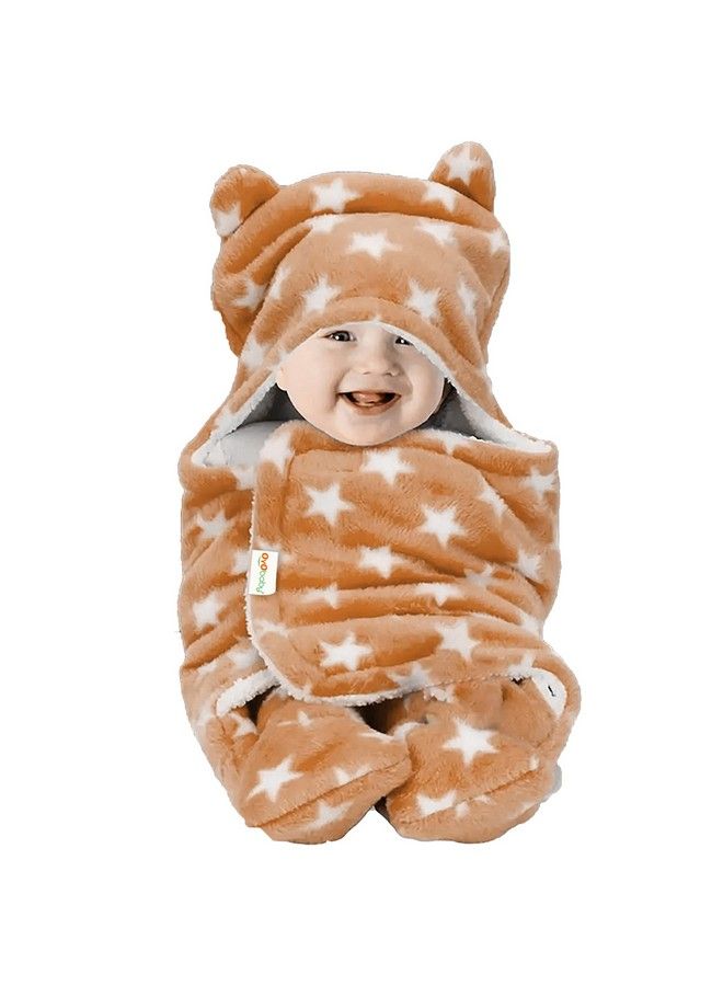 Baby Blanket For New Born Babies ; Super Soft Baby Wrapper Baby Sleeping Bag For Babies ; All Season Baby Blanket (78Cm X 68Cm 06 Months Skin Friendly Star Beige)