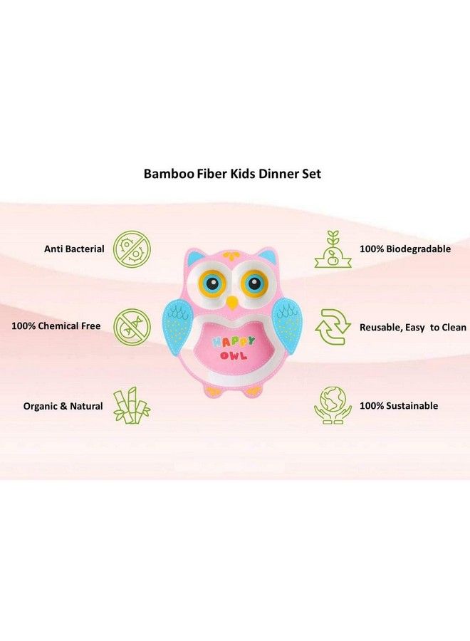 (Set Of 5 Pcs) Bamboo Fiber Ecofriendly Kids Feeding Set (2 Owl)