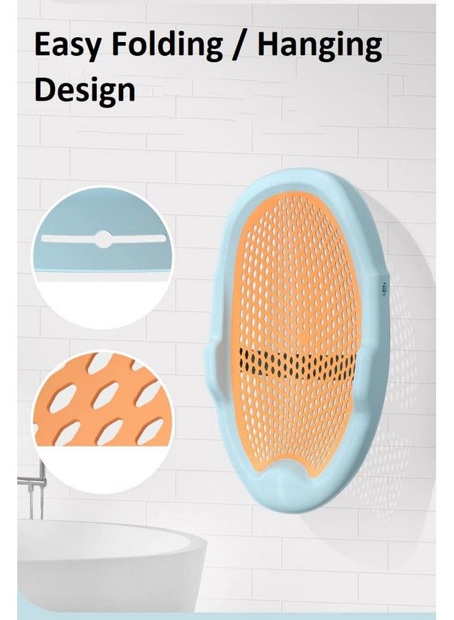 Baby Bath Tub Seat Chair Supporter Foldable Support Baby Bath Chair (Blue)