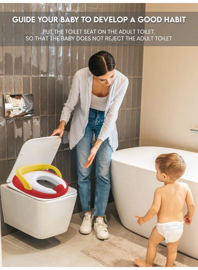 Baby Potty Training Seat ; Toddler Toilet Pot ; Toilet Training Chair For Kids ; Toddlerscomfortable Safe Cushioned Potty Seat For Western Toilet0 To 5 Years (Pottyseatredyellow)
