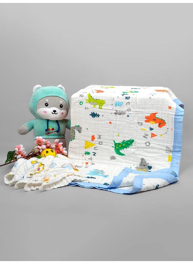 Baby Super Soft Absorbent Muslin 6 Layer Wash Towel 100X100 Cm(03 Years) Designer Printedelephant And 5 Wipes