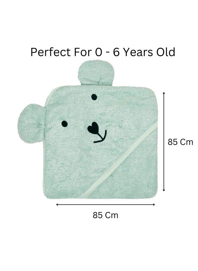 Hooded Bamboo Towel ; Cotton Towel For Kids ; 400 Gms 85X85 Cm ; Pack Of 1Green Colour Newborninfants And Toddlersuitable For Baby Gifts (Mint Green Green)