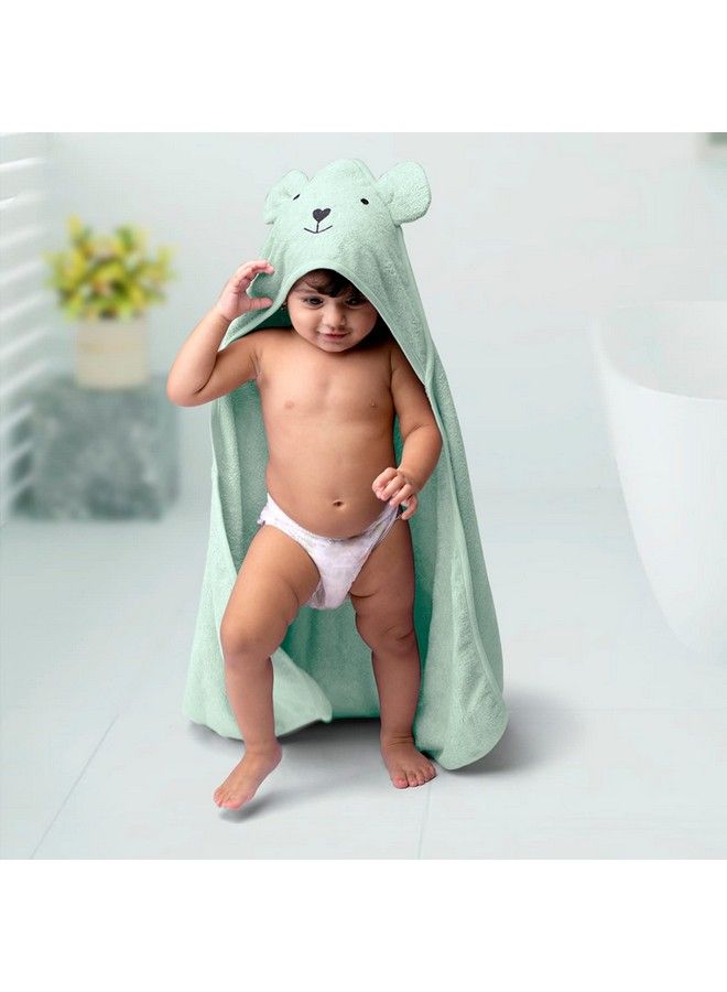 Hooded Bamboo Towel ; Cotton Towel For Kids ; 400 Gms 85X85 Cm ; Pack Of 1Green Colour Newborninfants And Toddlersuitable For Baby Gifts (Mint Green Green)